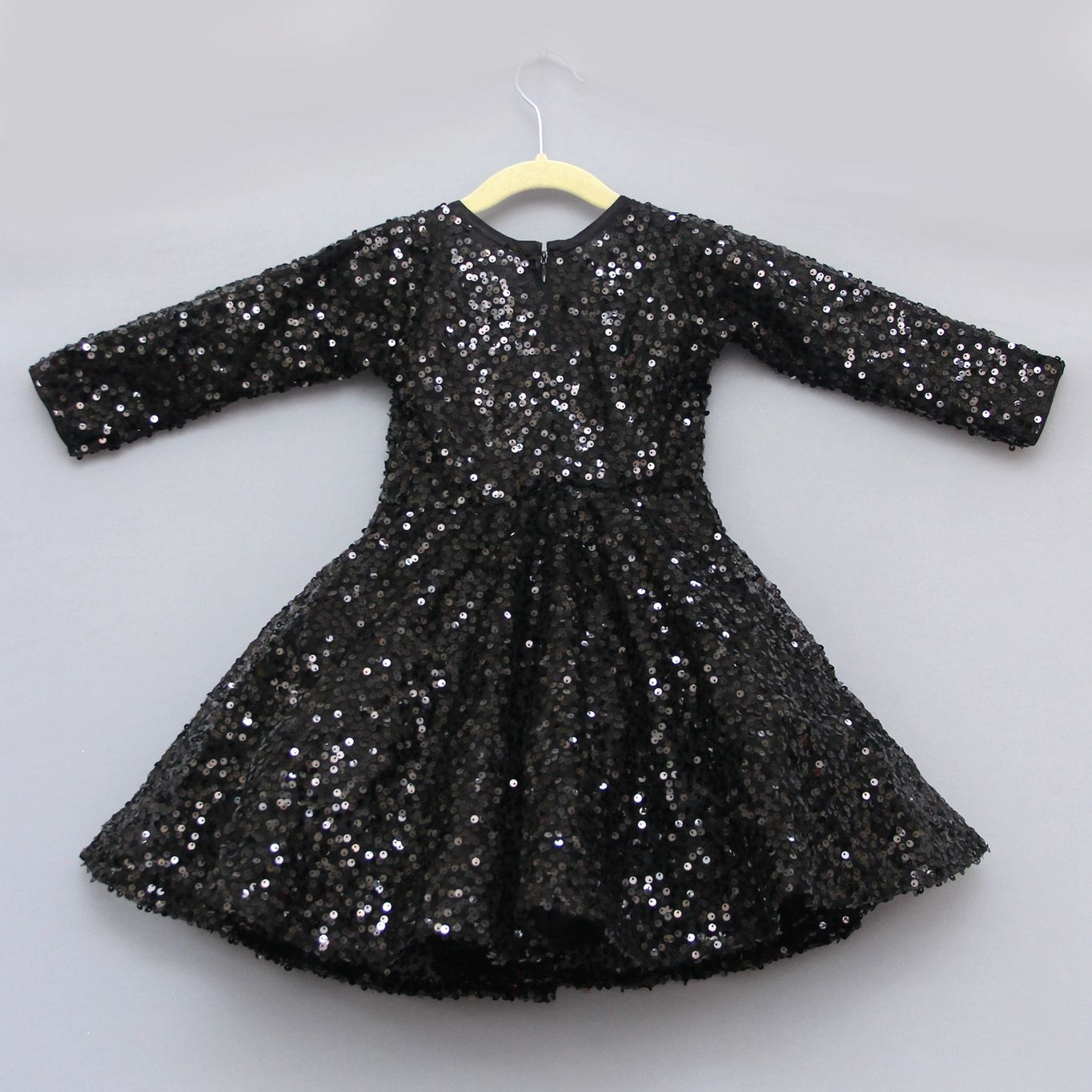 Full Black Sequin Long Sleeves Frock