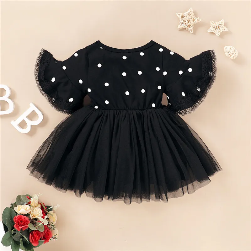 Baby Black Polka Dot Frill Frock