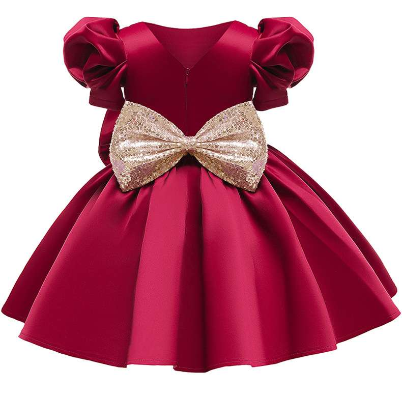 Baby Red Frock With Two Sided Bow