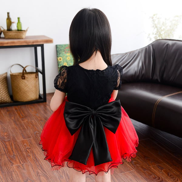 Baby Red & Black Back Bow Frock
