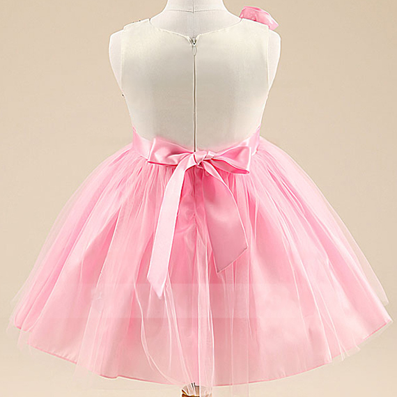 Baby Pink & Silver Shoulder Flowers Frock