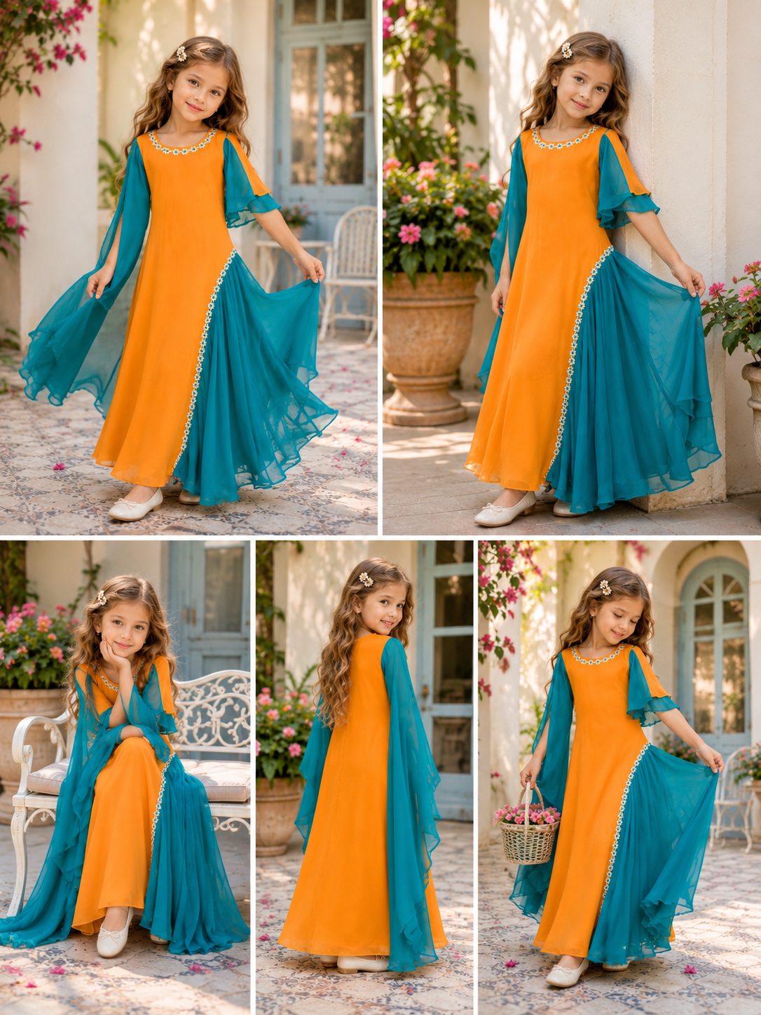 Baby Color Contrasted Stylish Dress
