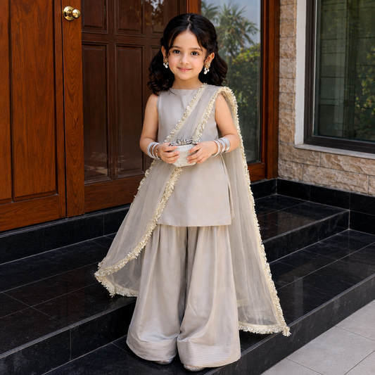 Baby Grey Eastern Dress ( 3 piece )