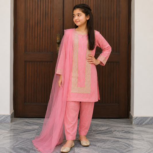 Baby Pink & Gold Eastern Dress