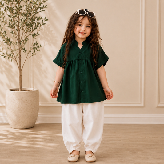 Baby Green & White Elegant Dress