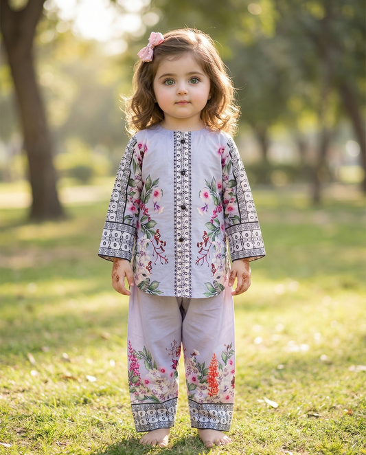 Baby Purple Floral Dress ( 2 piece )