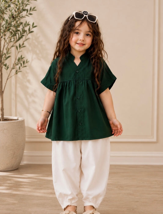 Baby Green & White Elegant Dress