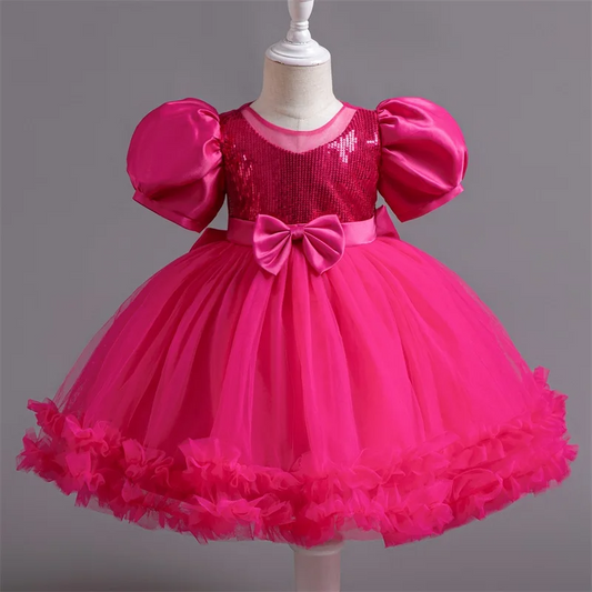 Baby Girl Dark Pink Fluffy Princess Frock
