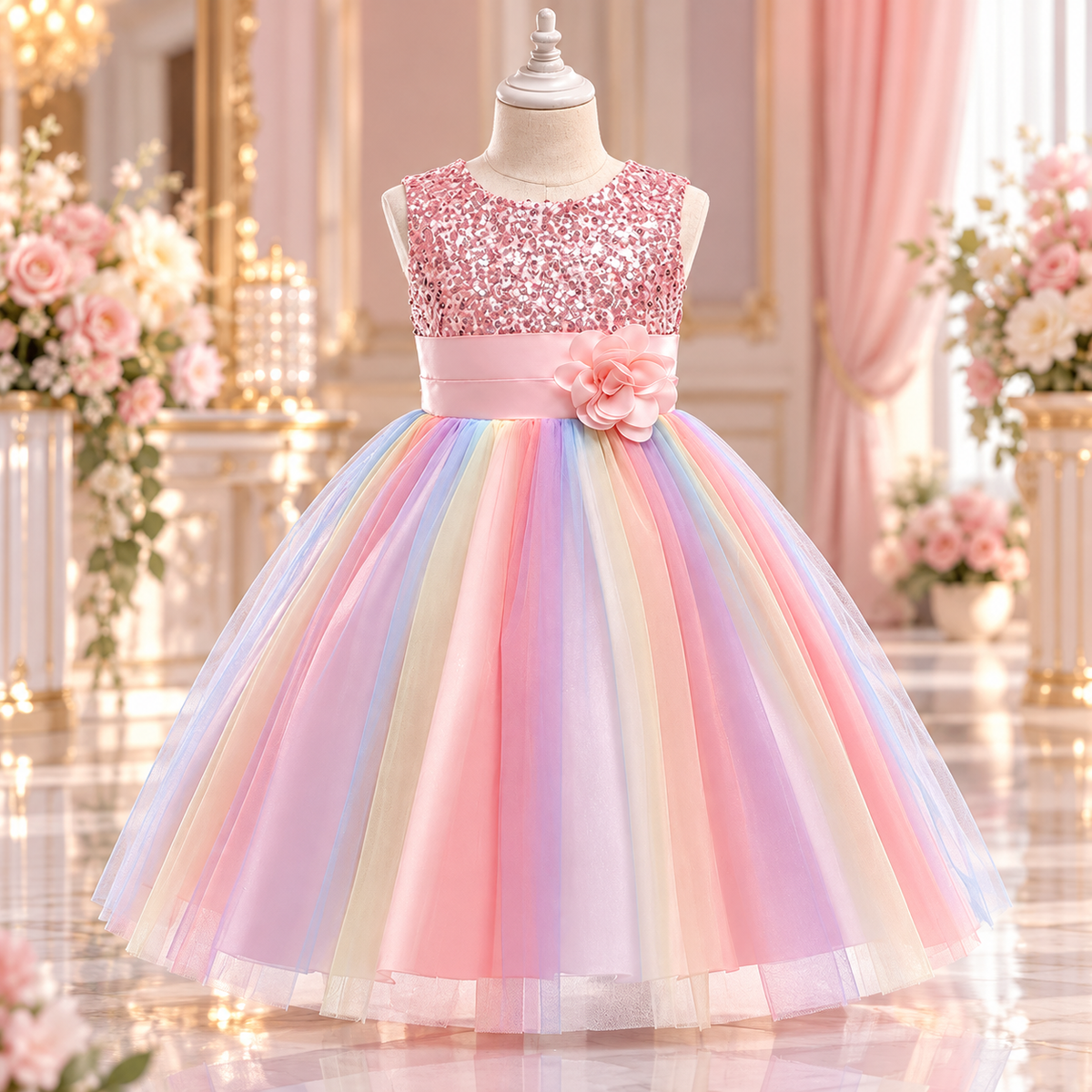 Baby Pink Unicorn Flower Frock