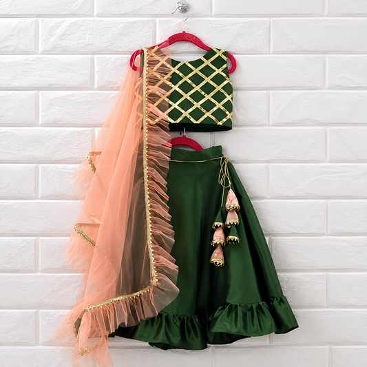 Green Lehenga Choli Dress (03 Piece)